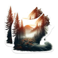 (2 Packs) Cat with Forest Magnets - Beautiful Nature Animal Forest Wilderness Magnets - 5 Inches On Longest Side - Premium Magnet - for Fridges, Toolboxes, Cars - Made in USA - MAG2275