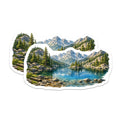 (2 Pack) Mountain Lake Magnets - Scenic Landscape Art - Wilderness Refrigerator Decor - Nature Enthusiast - 5 Inches On Longest Side - Thick Durable Magnet - Made in USA - MAG36041