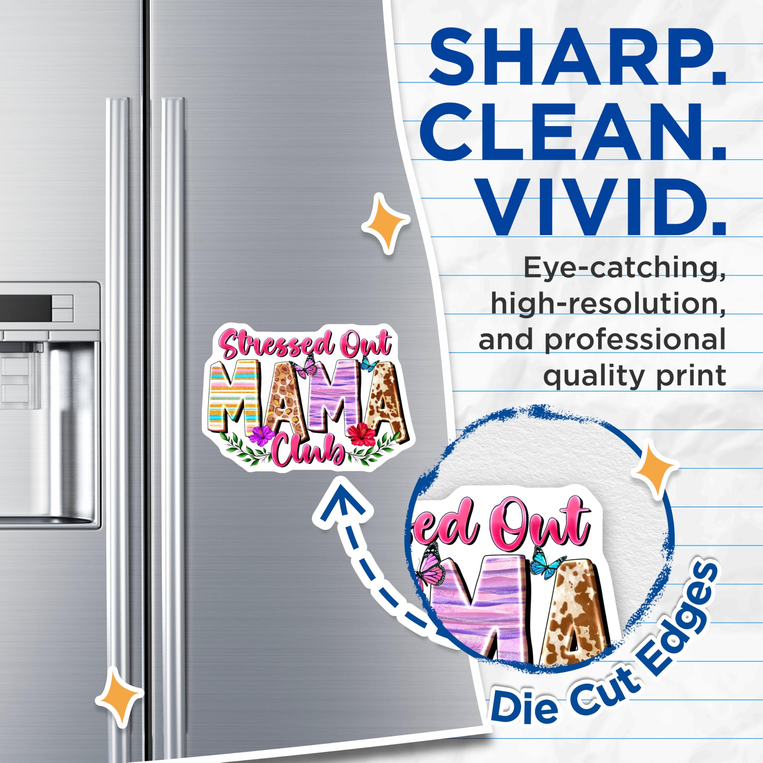 (2 Pack) Stressed Out Mama Club Magnets - Funny Mom Fridge Decor - New Mom Appreciation - 5 Inches On Longest Side - Thick Durable Magnet - Made in USA - MAG29399