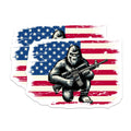 (2 Pack) Patriotic Bigfoot Magnets - American Flag Rifleman - Sasquatch Cryptid Decor - 5 Inches On Longest Side - Thick Durable Magnet - Made in USA - MAG22889