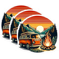 (3 Pack) Camping Van Decals - Campfire Scene - Adventure Van Stickers- 3 Inches On Longest Side - Easy Peel & Apply - Made in USA - 3MCS5182