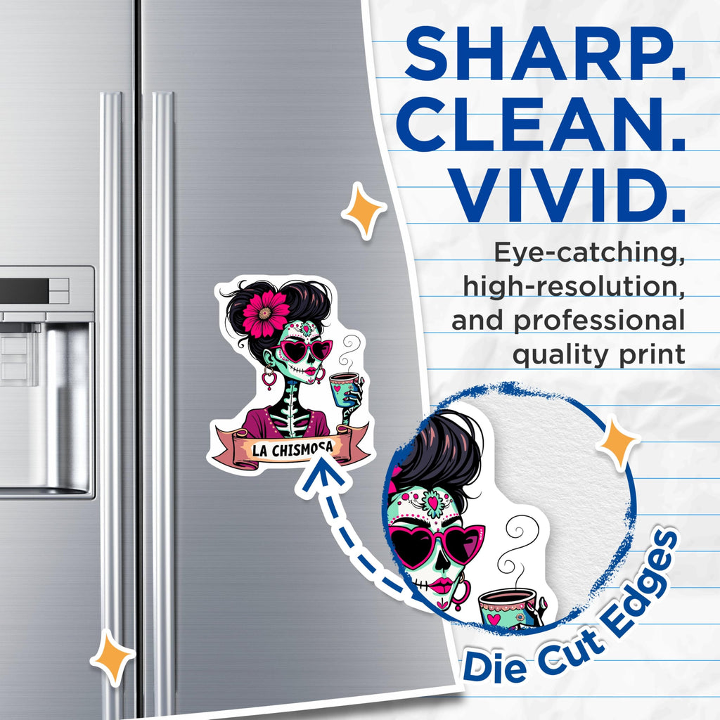 (2 Pack) Day of The Dead Magnets - Sugar Skull Art - Mexican Folk Art - La Catrina Decor - Dia de Los Muertos Magnets - 5" On Longest Side - for Cars, Fridges, Toolboxes - Made in USA - MAG5606