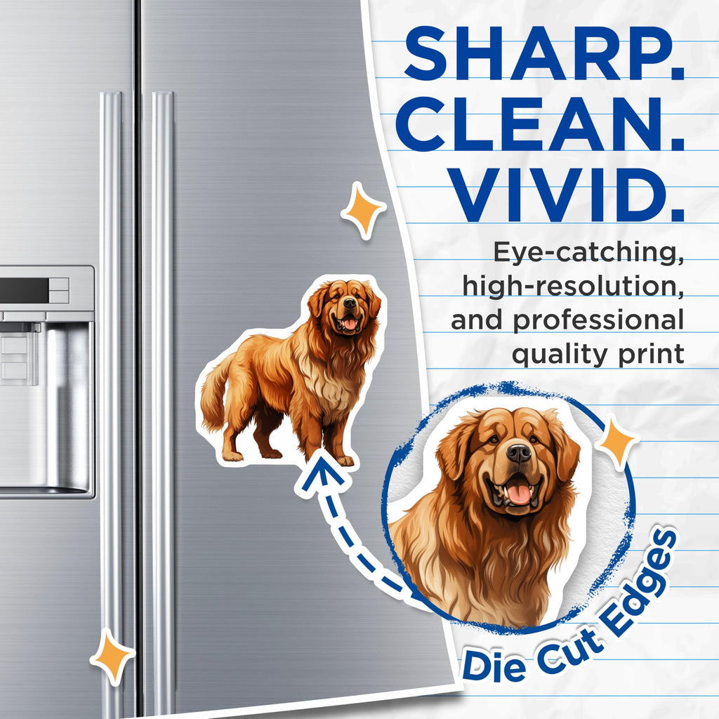 (2 Pack) Golden Retriever Dog Magnets - Happy Canine Illustration - Pet Parent Kitchen Decor - 5 Inches On Longest Side - Thick Durable Magnet - Made in USA - MAG28392