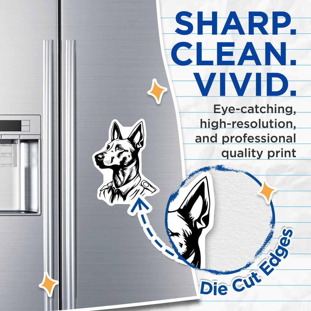 (2 Pack) K9 Police Dog Magnets - German Shepherd Support - Law Enforcement Officer Canine - 5 Inches On Longest Side - Thick Durable Magnet - Made in USA - MAG38548