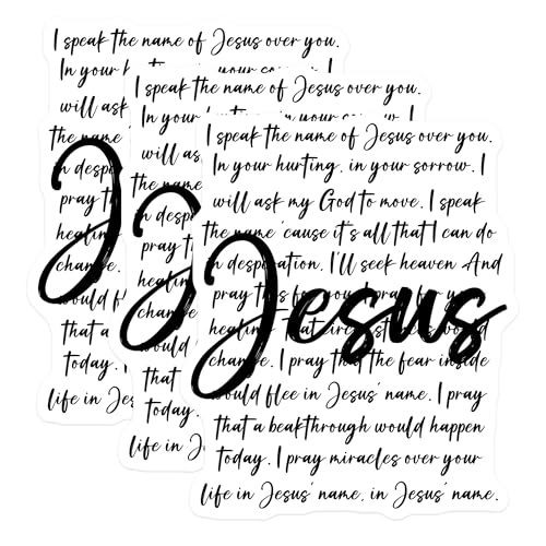 (3 Pack) Jesus Name Decals - Christian Quotes - Religious Laptop Decals - 3 Inches On Longest Side - Easy Peel & Apply - Made in USA - 3MCS1863