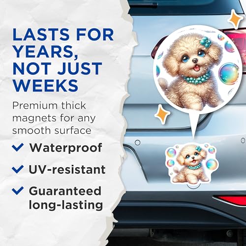 (2 Pack) Adorable Dog Magnet - 5" On Longest Side - Sticks to Smooth Flat Surfaces - Made in USA - MAG9618
