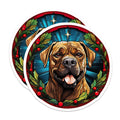 (2 Pack) Christmas Dog Magnets - Festive Canine Decor - Stained Glass Pet Art - Holiday Kitchen Refrigerator Accessories - 5 Inches On Longest Side - Thick Durable Magnet - Made in USA - MAG23482
