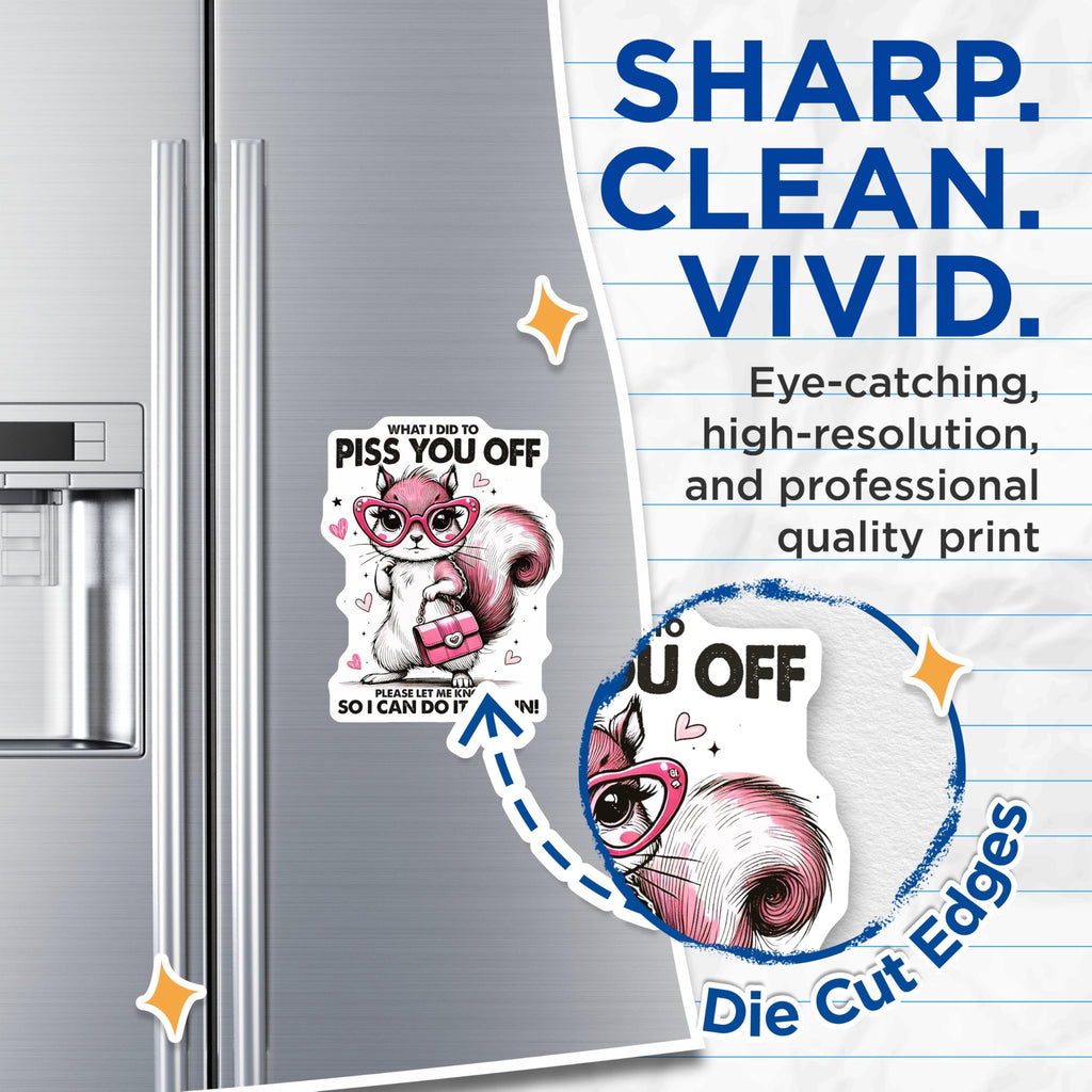 (2 Pack) Funny Squirrel Magnets - Humorous Refrigerator - Novelty Kitchen Magnets with Geeky Glasses - 5" On Longest Side - for Cars, Fridges, Toolboxes - Made in USA - MAG4053