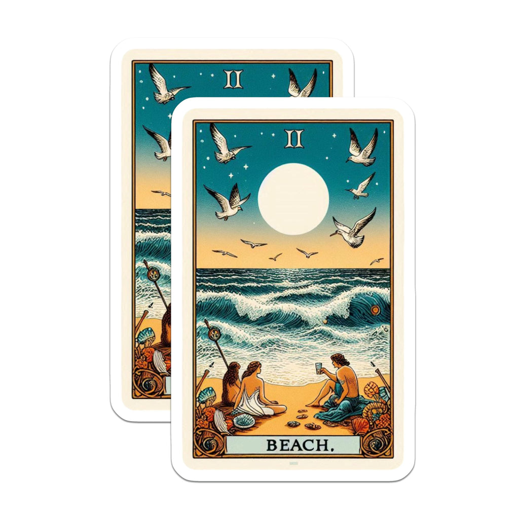 (2 Pack) Beach Tarot Magnets - Sea Scape Art - Retro Decor - 5" On Longest Side - Premium Magnet - for Cars, Refrigerators, Toolboxes, Lockers - Made in USA - MAG14336