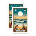 (2 Pack) Beach Tarot Magnets - Sea Scape Art - Retro Decor - 5" On Longest Side - Premium Magnet - for Cars, Refrigerators, Toolboxes, Lockers - Made in USA - MAG14336