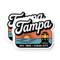 (2 Pack) Tampa Magnets - Florida Travel - City Souvenir - Cigar City Decor - 5" On Longest Side - Premium Magnet - for Cars, Refrigerators, Toolboxes, Lockers - Made in USA - MAG17682