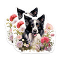 (2 Pack) Border Collie Magnets - Whimsical Floral Dog Art - Happy Pet Animal Decor - Refrigerator Locker Magnets - 5 Inches On Longest Side - Thick Durable Magnet - Made in USA - MAG23825