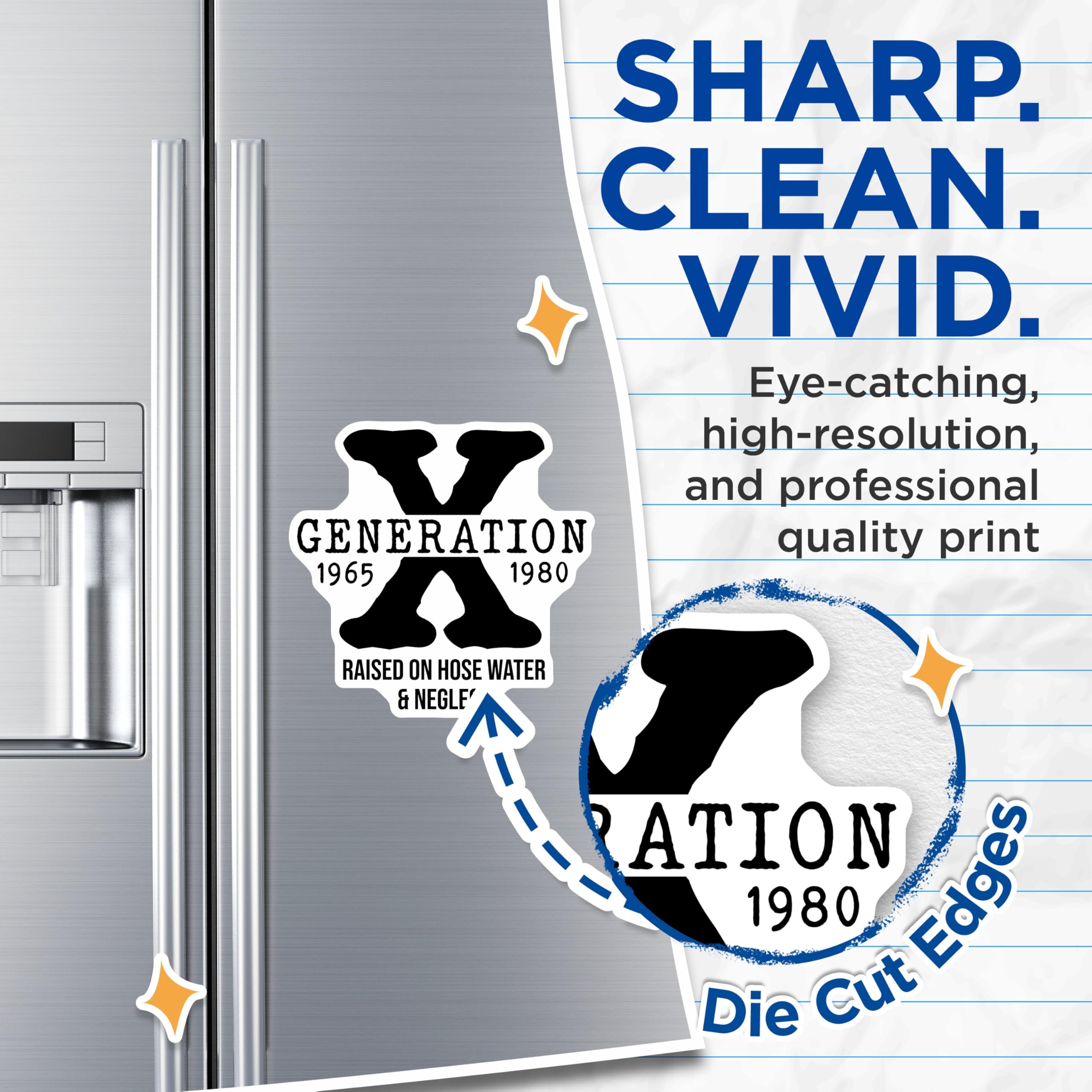 (2 Pack) Generation X Magnets - 1965-1980 - Raised on Hose Water Novelty Fridge - 5" On Longest Side - Sticks to Smooth Flat Surfaces - Made in USA - MAG11249