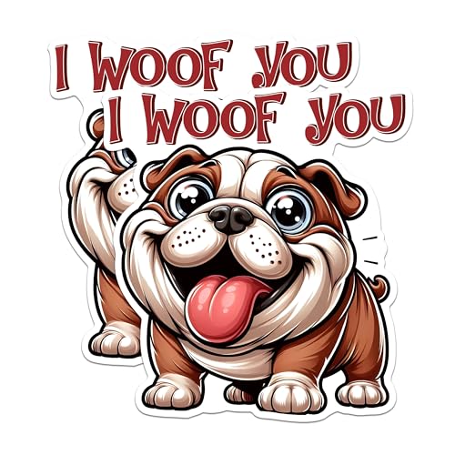(2 Packs) I Woof You Bulldog Magnets - Bulldog Dog Breed Magnets - 5 Inches On Longest Side - Premium Magnet - for Fridges, Toolboxes, Cars - Made in USA - MAG2409