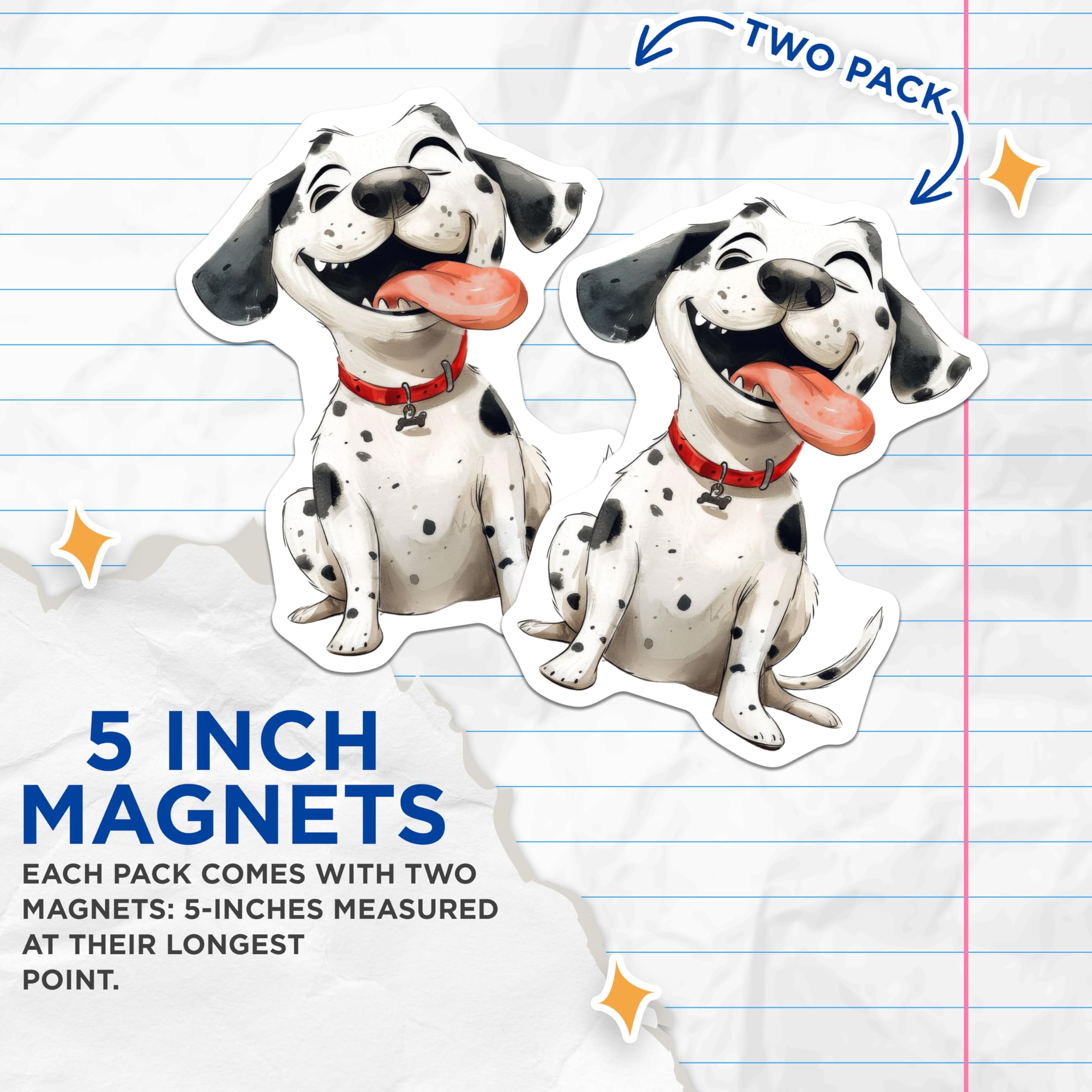 (2 Pack) Happy Dog Magnets - Cute Puppy Fridge Decor - Pet Lover Animal Art - 5 Inches On Longest Side - Thick Durable Magnet - Made in USA - MAG26200