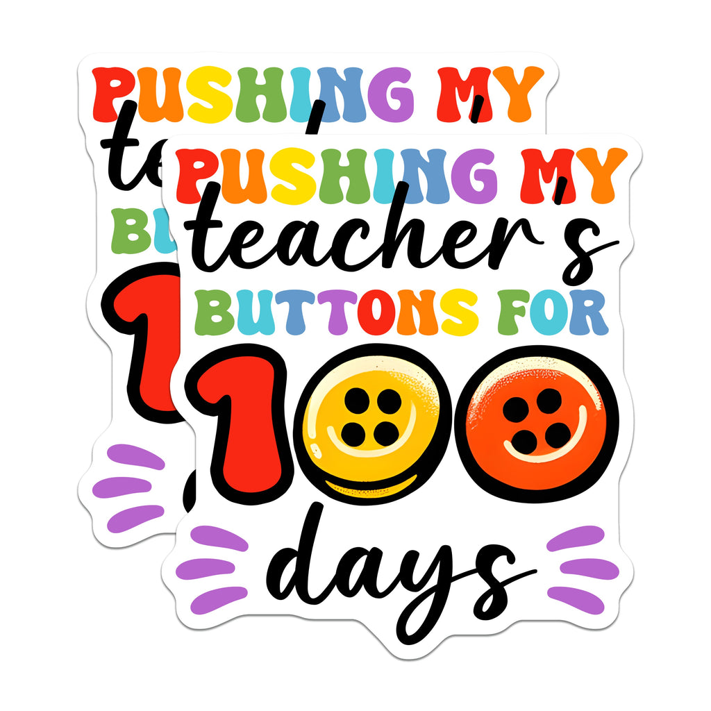 (2 Pack) 100th Day Teacher Magnets - School Humor Buttons - Groovy Educator Appreciation Item - 5 Inches On Longest Side - Thick Durable Magnet - Made in USA - MAG39206