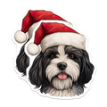 (2 Pack) Christmas Dog Magnets - Santa Hat Dog Decor - Fluffy Puppy Pet Lover Xmas Home Item - 5 Inches On Longest Side - Thick Durable Magnet - Made in USA - MAG29575