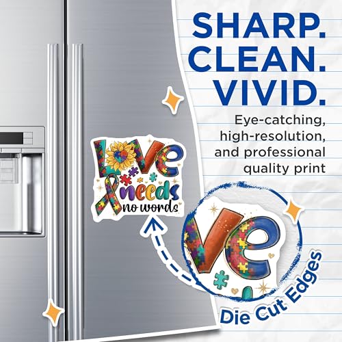 (2 Pack) Love Needs No Words Magnets - Puzzle Piece Awareness - Colorful Autism Support ation - 5" On Longest Side - for Cars, Fridges, Toolboxes - Made in USA - MAG4157