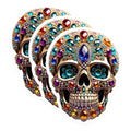 (3 Pack) Jeweled Skull Decals - Colorful Skull Decal - Laptop Decal - 3 Inches On Longest Side - Easy Peel & Apply - Made in USA - 3MCS7367