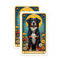 (2 Pack) Bernese Mountain Dog Magnets - Tarot Card Style Art - Floral Dog Lover Decor - Pet Owner Fridge Accent - 5 Inches On Longest Side - Thick Durable Magnet - Made in USA - MAG22066