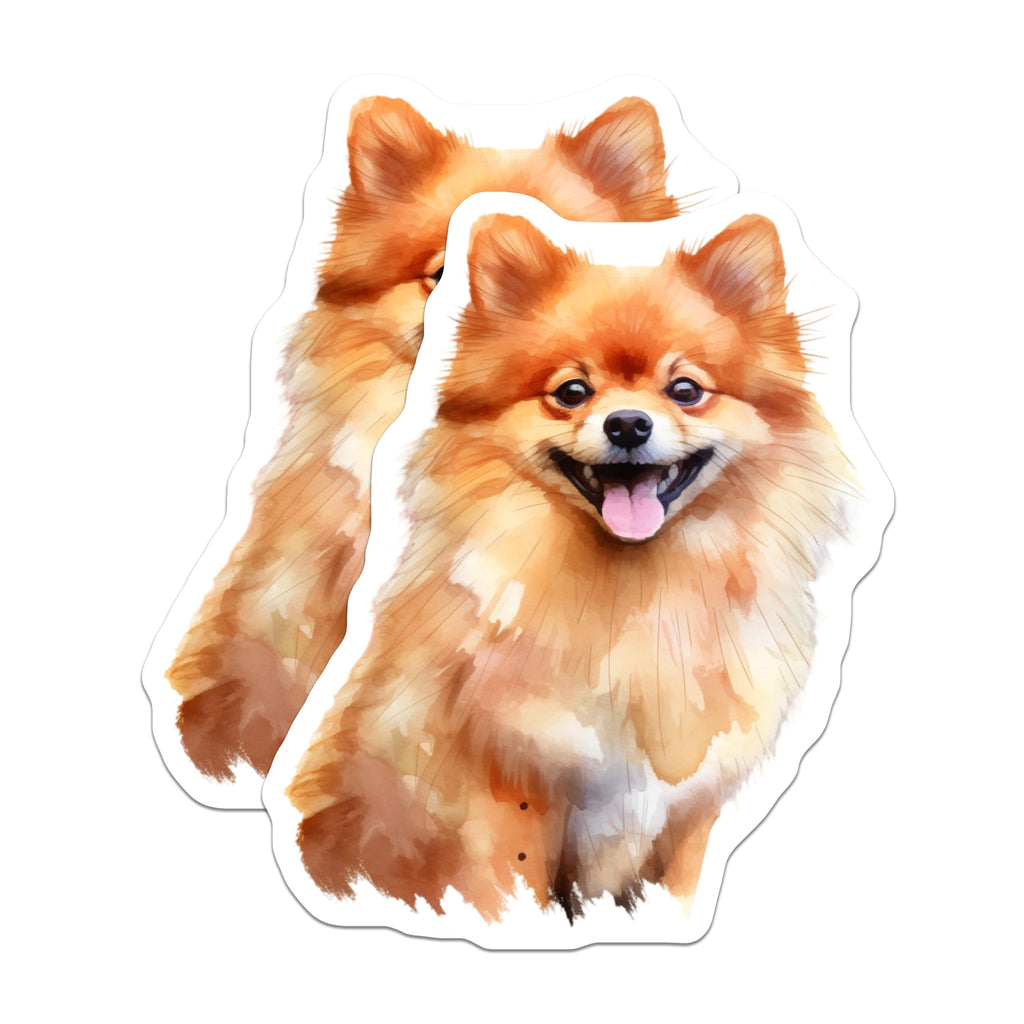(2 Pack) Pomeranian Dog Magnets - Cute Dog Lover Decor - Happy Pet Puppy Art - 5 Inches On Longest Side - Thick Durable Magnet - Made in USA - MAG24210