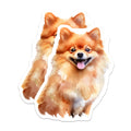 (2 Pack) Pomeranian Dog Magnets - Cute Dog Lover Decor - Happy Pet Puppy Art - 5 Inches On Longest Side - Thick Durable Magnet - Made in USA - MAG24210