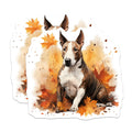 (2 Pack) Bull Terrier Magnets - Autumn Dog Decor - Fall Pet Lover Present - 5 Inches On Longest Side - Thick Durable Magnet - Made in USA - MAG25725