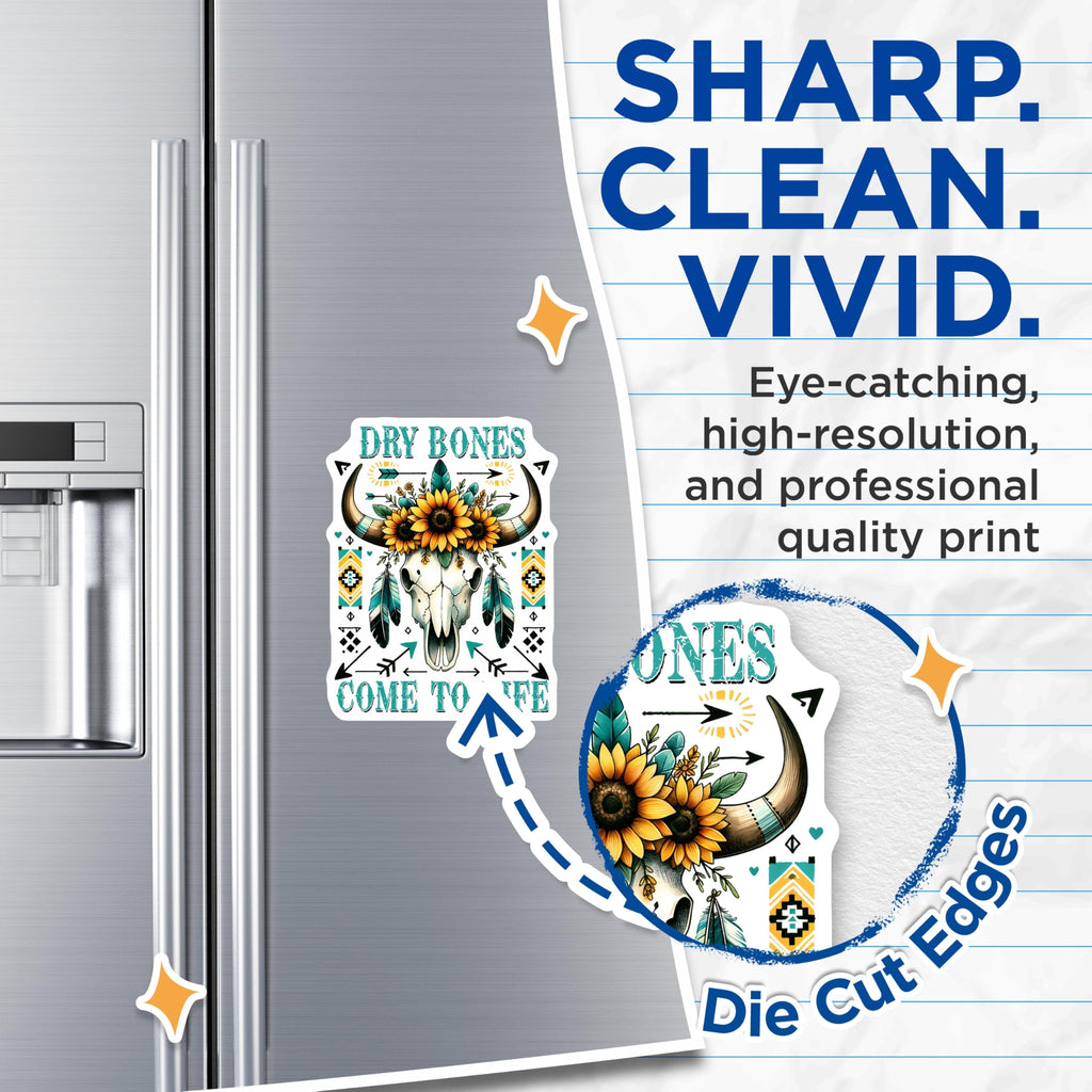(2 Pack) Cow Skull Magnets - Sunflower Decor - Boho Home Decoration - 5" On Longest Side - Premium Magnet - for Cars, Refrigerators, Toolboxes, Lockers - Made in USA - MAG14575