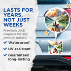 (2 Pack) Day Drinking Lake Magnets - Funny Lake Quote - Mountain Lake Decor - Boating Enthusiast Present - 5 Inches On Longest Side - Thick Durable Magnet - Made in USA - MAG37984