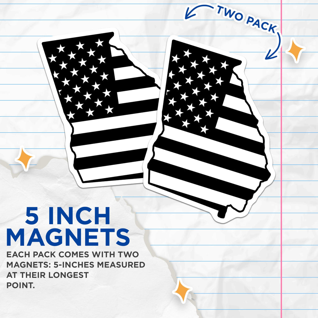 (2 Pack) Georgia State Flag Magnets - USA Pride - Southern Home Decor - 5" On Longest Side - Premium Magnet - for Cars, Refrigerators, Toolboxes, Lockers - Made in USA - MAG17912