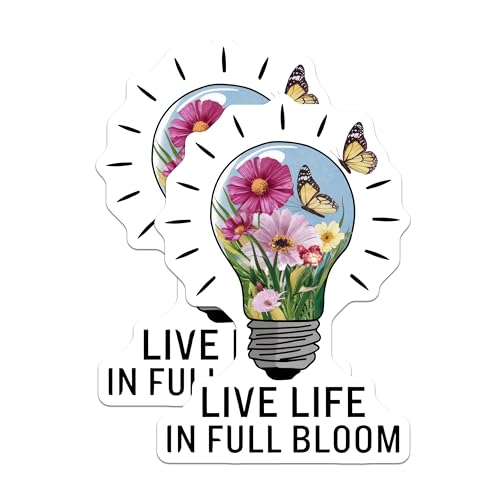 (2 Pack) Live Life in Full Bloom Stickers - 5" On Longest Side - Sticks to Smooth Flat Surfaces - Made in USA - BMCS8945 - BMCS8945