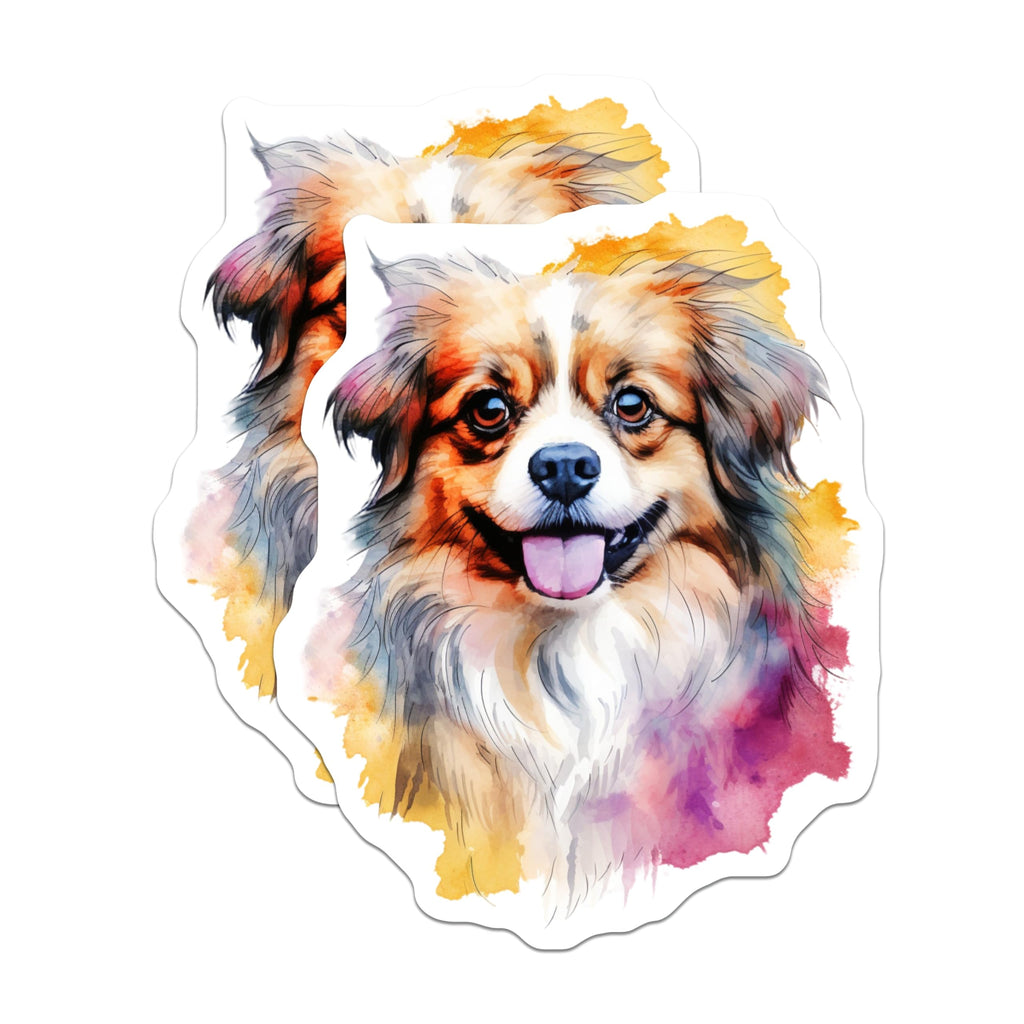 (2 Pack) Watercolor Dog Magnets - Happy Fluffy Puppy Art - Dog Lover Fridge Decor - 5 Inches On Longest Side - Thick Durable Magnet - Made in USA - MAG29491