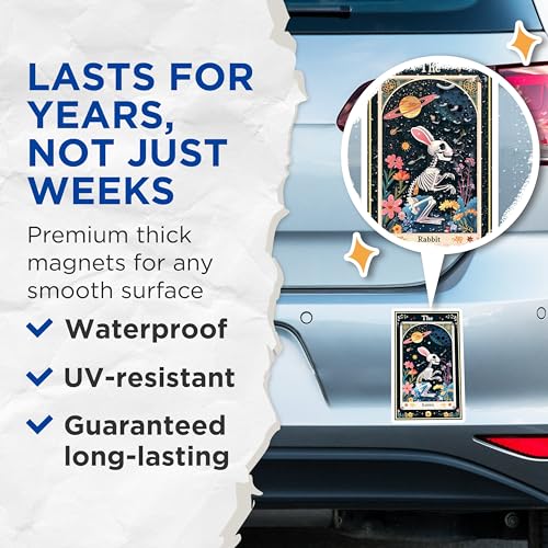 (2 Pack) Rabbit Skeleton Magnets - Space Rabbit - Astro Bunny Magnets - Gothic Rabbit - Halloween Rabbits - 5" On Longest Side - for Cars, Fridges, Toolboxes - Made in USA - MAG3628