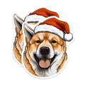 (2 Pack) Shiba Inu Magnets - Christmas Dog Magnets - Santa Hat Festive Animal Decals - 5 Inches On Longest Side - Thick Durable Magnet - Made in USA - MAG24280