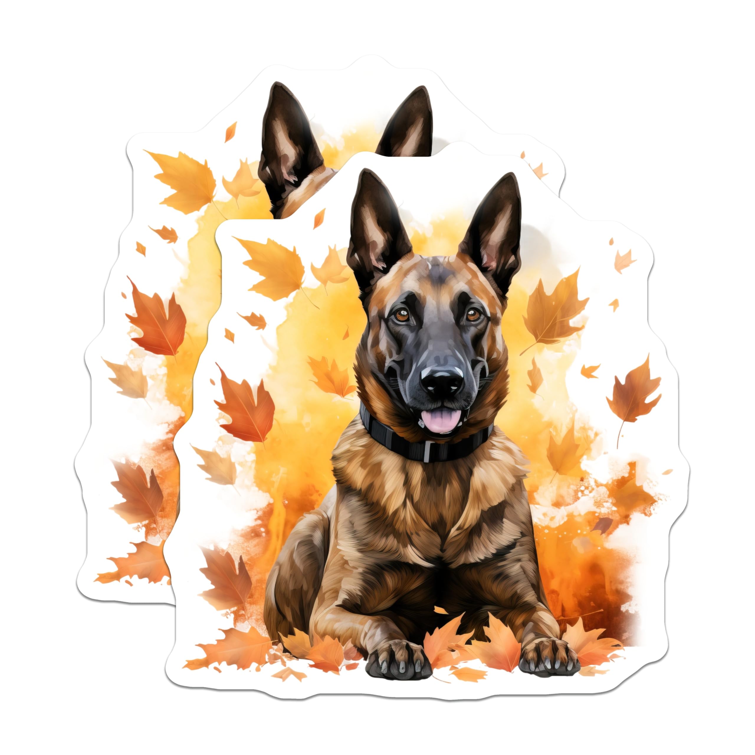 (2 Pack) German Shepherd Dog Magnets - Autumn Fall Pet Decor - Malinois Dog Lover Fridge - 5 Inches On Longest Side - Thick Durable Magnet - Made in USA - MAG28354