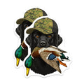 (2 Pack) Black Lab Hunting Dog Magnets - Mallard Duck Retriever - Camouflage Hat Hunter Art - 5 Inches On Longest Side - Thick Durable Magnet - Made in USA - MAG20110