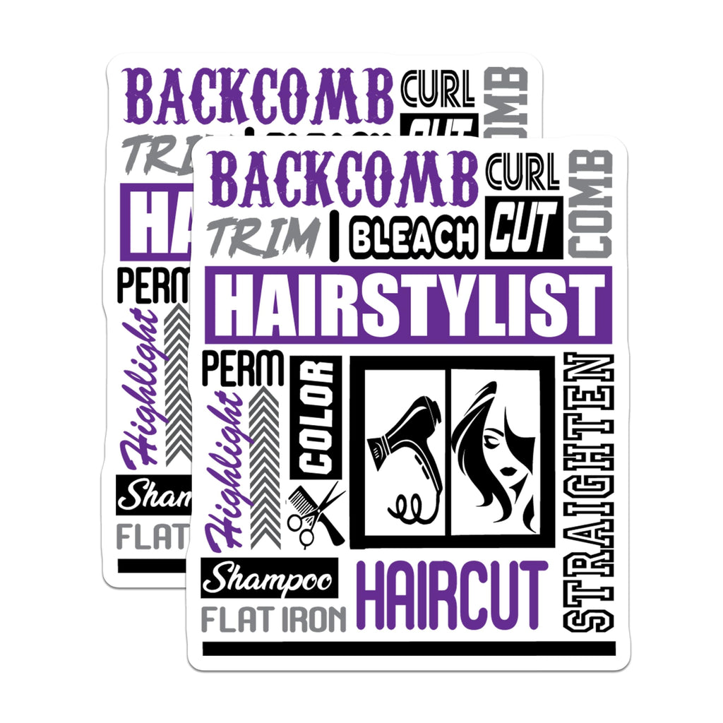 (2 Pack) Hairstylist Stickers - Barber Stickers - Hair Salon Stickers - 5" On Longest Side - Sticks to Smooth Flat Surfaces - Made in USA - BMCS5529