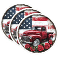 (3 Pack) American Flag Truck Decals - Vintage Pickup Truck - Patriotic Decals - 3 Inches On Longest Side - Easy Peel & Apply - Made in USA - 3MCS0041