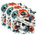 (3 Pack) Skull Flower Decals - You are Enough - Laptop Decal - 3 Inches On Longest Side - Easy Peel & Apply - Made in USA - 3MCS6150