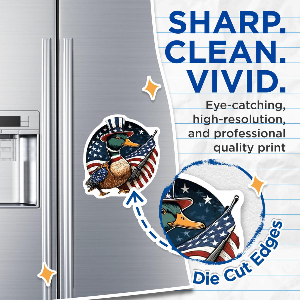 (2 Pack) American Duck Magnets - Patriotic Mallard Decal - Uncle Sam Hunting Decor - 5 Inches On Longest Side - Thick Durable Magnet - Made in USA - MAG22732