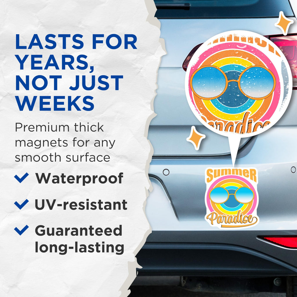 (2 Pack) Summer Paradise Magnets - Retro Sunglasses Decor - Beach Vacation Vibes - 5 Inches On Longest Side - Thick Durable Magnet - Made in USA - MAG20673
