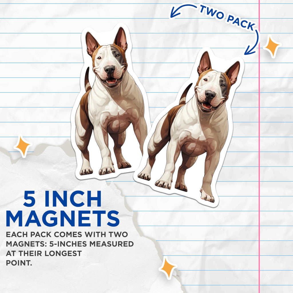 (2 Pack) Pit Bull Magnets - Smiling Dog Lover Accessory - American Bully Decor - 5 Inches On Longest Side - Thick Durable Magnet - Made in USA - MAG23766