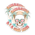 (2 Pack) Sunshine Good Vibes Magnets - Skull Heart Sunglasses - Retro Tropical Beach Decor - 5 Inches On Longest Side - Thick Durable Magnet - Made in USA - MAG19108