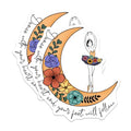 (2 Pack) Dance Ballerina Stickers - Moon Floral Stickers - Inspirational Dance Quote Stickers - 5" On Longest Side - Sticks to Smooth Flat Surfaces - Made in USA - BMCS4199