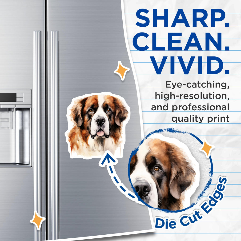 (2 Pack) Saint Bernard Magnets - Watercolor Dog Art - Pet Lover Decor - 5 Inches On Longest Side - Thick Durable Magnet - Made in USA - MAG30572