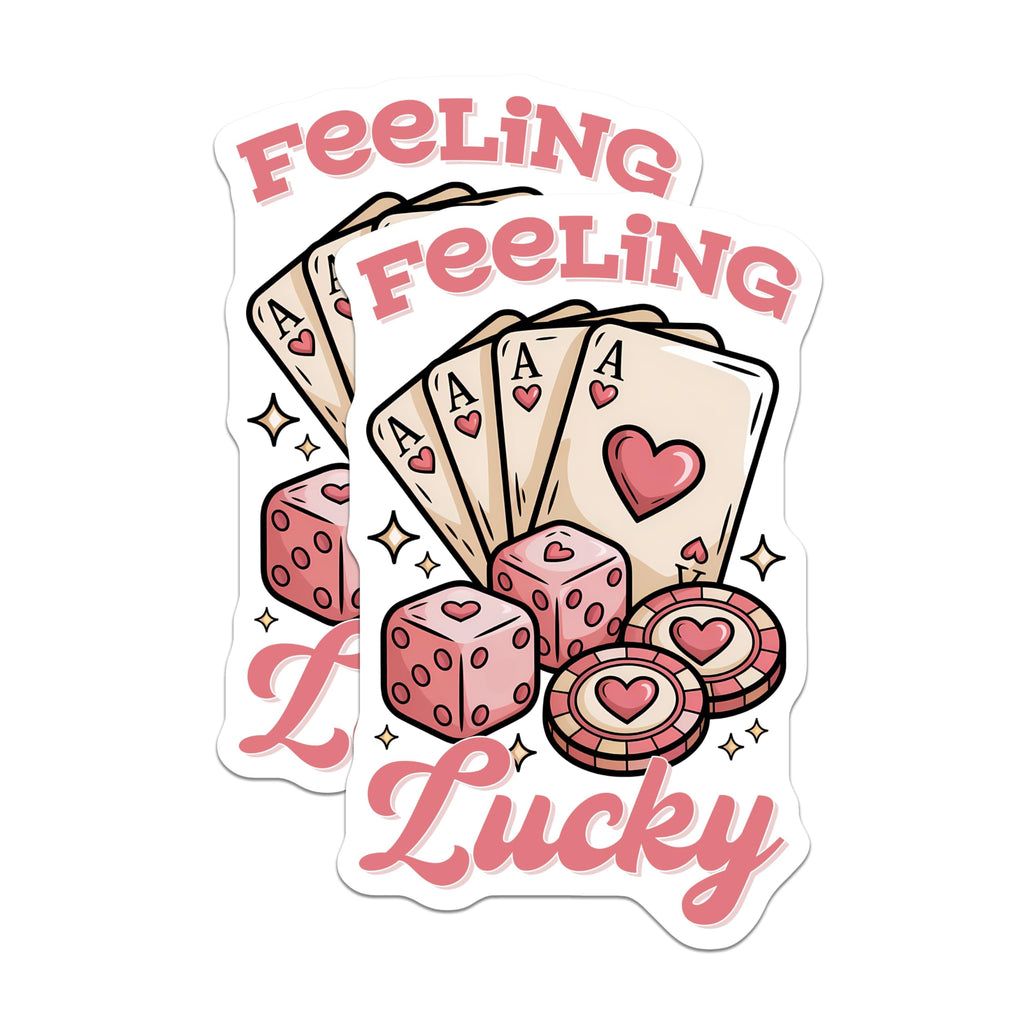 (2 Pack) Feeling Lucky Magnets - Four Aces - Casino Dice and Chips - Gambler Decor - 5" On Longest Side - Premium Magnet - for Cars, Refrigerators, Toolboxes, Lockers - Made in USA - MAG15460