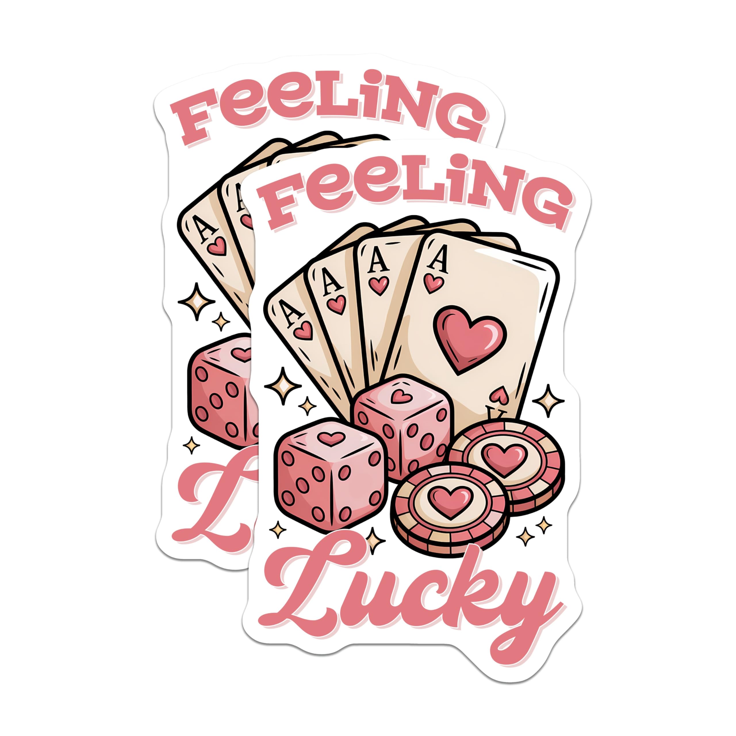 (2 Pack) Feeling Lucky Magnets - Four Aces - Casino Dice and Chips - Gambler Decor - 5" On Longest Side - Premium Magnet - for Cars, Refrigerators, Toolboxes, Lockers - Made in USA - MAG15460