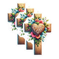(3 Pack) Christian Cross Decals - Praise God Heart Art - Floral Church Stickers- 3 Inches On Longest Side - Easy Peel & Apply - Made in USA - 3MCS5794