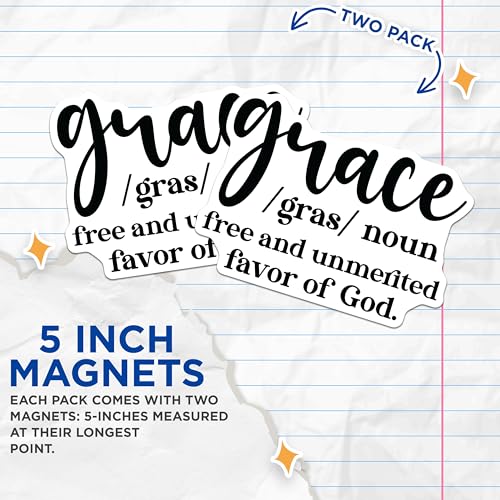 (2 Pack) Grace Magnets - Definition Magnets - Decorative Inspirational Magnets - 5" On Longest Side - for Cars, Refrigerators, Toolboxes, Lockers - Made in USA BMCS3068