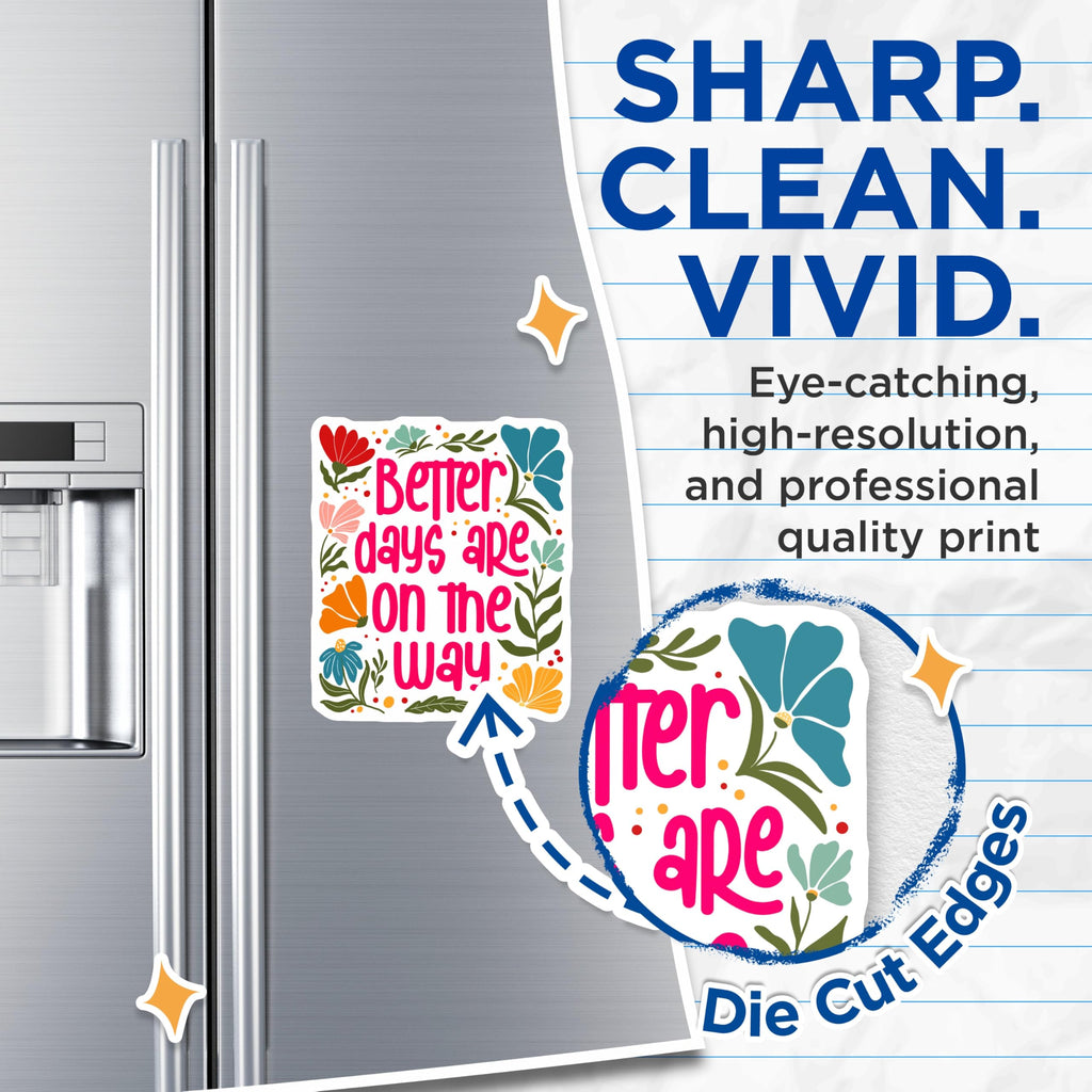 (2 Pack) Better Days Magnets - Floral Refrigerator Magnets - Encouragement Flower Magnets - 5" On Longest Side - Premium Magnet - for Cars, Refrigerators, Toolboxes, Lockers - Made in USA - MAG17925